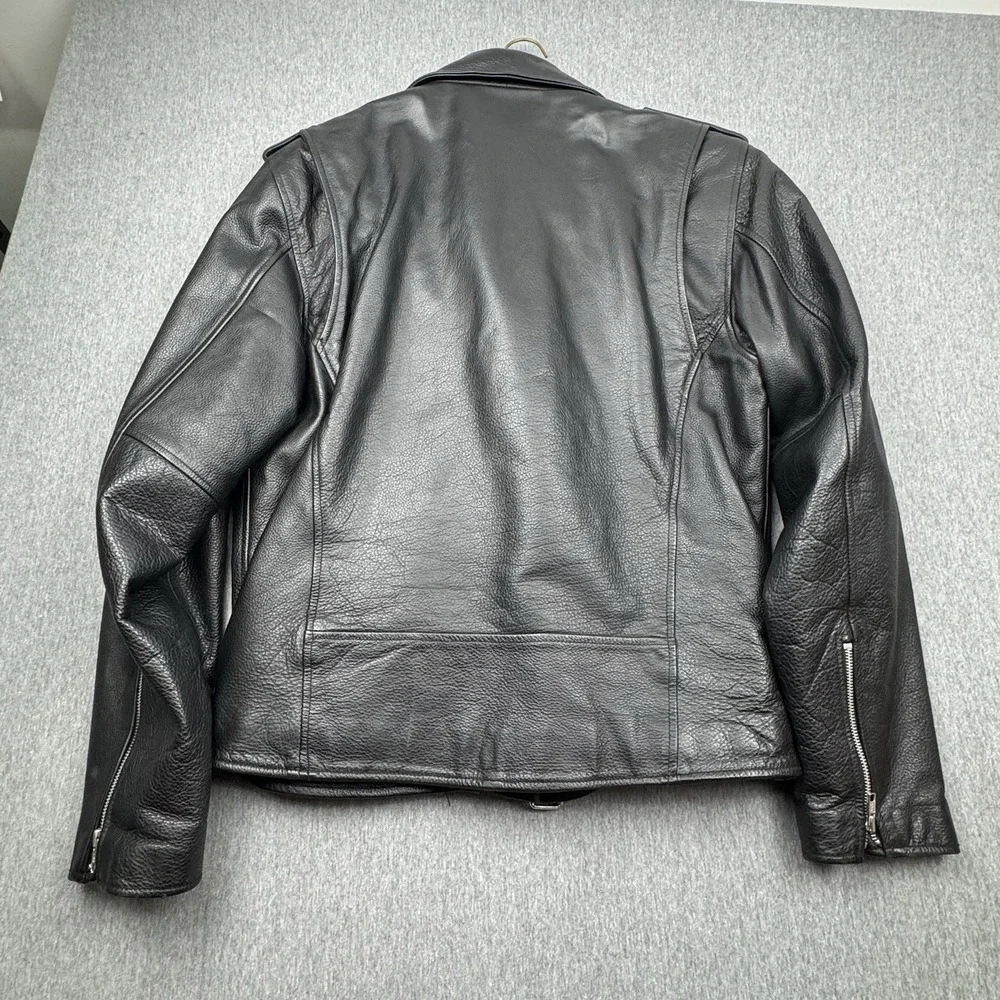 Wilsons Leather Lined Motorcycle Biker Jacket Black Men's Sz M Asymmetrical Zip